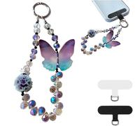 XFSRG Cordino per Cellulare in Perline Cristallo Accessorio di Moda per Telefoni Farfalla Carino Cinturino per Ciondoli per Borsa Portachiavi Fotocamera (Rosa)