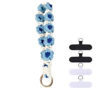 XFSRG Cordino per Cellulare in Stile Boho con Fiori Intrecciati Laccio per Telefono Colorato e Resistente Accessorio per Donna e Ragazza Adatto per Tutti i Modelli di Smartphone (Fiori blu)