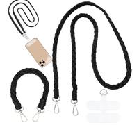 XFSRG Cordino per Cellulare Laccio per Cellulari da Collo con 2 Toppa di Fissaggio Corto Cellulare per Smartphone Abbinabile a Qualsiasi Custodia (Nero)