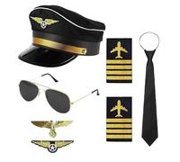 XFSRG Costume da Pilota da Uomo Donne Aviators Set Di Accessori Pilota Cosplay Accessori in Costume Gioco di Ruolo per Halloween Party Dress