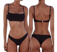 XFSRG Costumi da Bagno Donna Bikini a Vita Bassa Due Pezzi Bikini Set Imbottito Reggiseno Costume da Bagno con Perizoma Sexy Spiaggia Estiva
