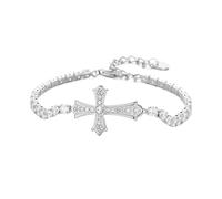 XFSRG Croce Bracciali con Zirconi Incastonati Lussuoso Bracciale Acciaio al Titanio Regolabile Adatto Sia per Uomo che per Donna