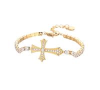 XFSRG Croce Bracciali con Zirconi Incastonati Lussuoso Bracciale Acciaio al Titanio Regolabile Adatto Sia per Uomo che per Donna