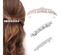 XFSRG Diadema Regale con Strass Mollette Perlate Decorazioni Capelli per Donna, Matrimonio, Ballo, Occasioni Speciali, Look Glamour e Raffinato (Oro)