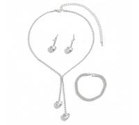 XFSRG Donna Parure Gioielli Matrimonio Parure per Sposa Cristallo Cuore Pendente Collana Bracciale Orecchini Set Regalo Natale Compleanno Festa Della Mamma (Bianco)