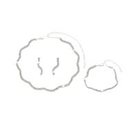 XFSRG Donna Parure Gioielli Matrimonio Parure per Sposa Onda Rhinestone Collana Bracciale Orecchini Set Regalo Natale Compleanno Festa Della Mamma (Argento)