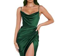 XFSRG Donne Abito Sexy Elegante Senza Maniche Spaghetti Strap Aderente Vestito con Spacco da Cocktail Spiaggia Randello Sera Casual Estivi(Verde/L)