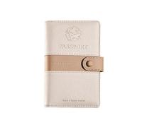 XFSRG Elegante Custodia Passaporto in Pelle con Chiusura a Bottone Accessorio RFID Perfetto per Viaggiatori(Beige)