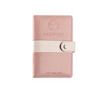XFSRG Elegante Custodia Passaporto in Pelle con Chiusura a Bottone Accessorio RFID Perfetto per Viaggiatori(Rosa)