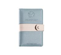 XFSRG Elegante Custodia Passaporto in Pelle con Chiusura a Bottone Accessorio RFID Perfetto per Viaggiatori(Azzurro)
