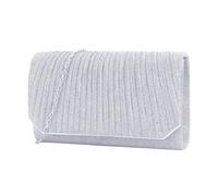 XFSRG Elegante Pochette Donna Borsa Donna Clutch da Sera con Glitter e Tracolla Removibile per Matrimonio Festa Cocktail Cerimonia e Tempo Libero 22×5×12 cm (Argento)