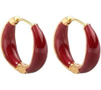 XFSRG Eleganti Orecchini a Cerchio in Smalto Rosso e Oro per Donna Accessorio di Moda per Occasioni Speciali