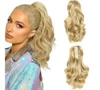 XFSRG Extension Capelli Clip In Coda di Cavallo 12 Pollici Riccia Ondulata Estensioni per Coda di Cavallo Sintetiche Resistenti al Calore per Look Voluminosi (Oro)