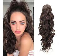 XFSRG Extension Capelli Lunghi Mossi A Coda Di Cavallo Protesi Capelli Di Alta Qualità Per Volume E Stile Perfetta Per Uso Quotidiano E Occasioni Speciali (Marrone Chiaro)