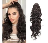 XFSRG Extension Capelli Lunghi Mossi A Coda Di Cavallo Protesi Capelli Di Alta Qualità Per Volume E Stile Perfetta Per Uso Quotidiano E Occasioni Speciali (Marrone Scuro)