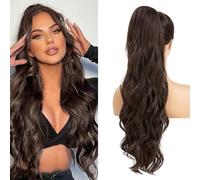 XFSRG Extension Capelli Naturali 65 cm Lunga Ondulati Ricci Coda Cavallo Sintetici Posticci Extensions per Donna(#6)