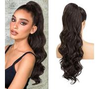 XFSRG Extension Capelli Naturali 65 cm Lunga Ondulati Ricci Coda Cavallo Sintetici Posticci Extensions per Donna(#4)
