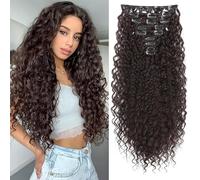 XFSRG Extension capelli ricci afro con clip posticcio voluminoso e realistico, facile da applicare, perfetto per feste a tema, concerti, look quotidiani (Marrone Scuro-4#)