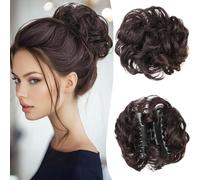 XFSRG Extension Capelli Veri Clip Chignon Finto Per Capelli Donna Elegante e Naturale Adatto per Ogni Occasione (Marrone B)
