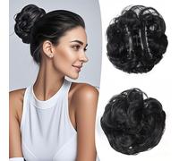 XFSRG Extension Capelli Veri Clip Chignon Finto Per Capelli Donna Elegante e Naturale Adatto per Ogni Occasione (Nero A)