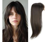 XFSRG Extension Capelli Veri Clip Topper Copre Calvizie e Diradamento Elegante e Naturale per lo Styling Quotidiano Feste (6Q# Marrone scuro)