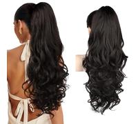 XFSRG Extension Coda Capelli a con clip a coda di cavallo con artiglio ondulato sintetico naturale Sintetici Ondulati Coda Cavallo Extension per Donna