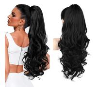 XFSRG Extension Coda Capelli a con clip a coda di cavallo con artiglio ondulato sintetico naturale Sintetici Ondulati Coda Cavallo Extension per Donna