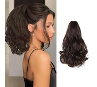 XFSRG Extension Coda di Cavallo Riccia con Clip a Pinza 27cm Capelli Sintetici Mossi Posticcio Naturale per Donna, Facile da Applicare(Nero)