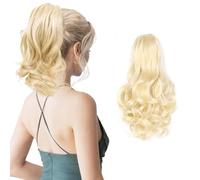 XFSRG Extension Coda di Cavallo Riccia con Clip a Pinza 27cm Capelli Sintetici Mossi Posticcio Naturale per Donna, Facile da Applicare(Oro)