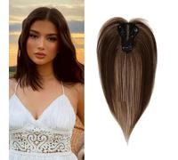 XFSRG Frangia Clip Capelli Veri 25 cm Frangetta Extension Natural Bangs Frontale Frangia Posticci per Donne(Marrone chiaro)