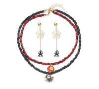 XFSRG Gioielli Da Donna Moda Set Collana E Orecchini Stile Halloween Per Festa, 3, Cromo, Achat