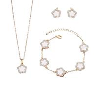 XFSRG Gioielli Da Donna Set Collana E Orecchini Con Design Floreale Elegante E Raffinato Per Occasioni Speciali (Oro)