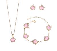 XFSRG Gioielli Da Donna Set Collana E Orecchini Con Design Floreale Elegante E Raffinato Per Occasioni Speciali (Rosa)