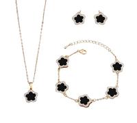 XFSRG Gioielli Da Donna Set Collana E Orecchini Con Design Floreale Elegante E Raffinato Per Occasioni Speciali (Nero)