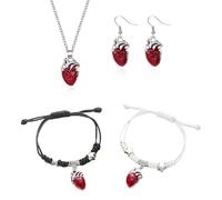 XFSRG Gioielli di Halloween Set Cuore Anatomico Accessori Gotici Collana Orecchini Braccialetto Halloween Gioielli Donna Accessori