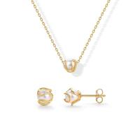 XFSRG Gioielli Donna Eleganti Perla Collana e Orecchini Set di Gioielli Donna Moda Accessori per Ogni Occasione (Oro)