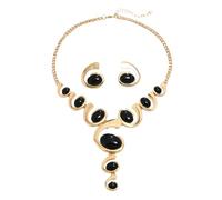 XFSRG Gioielli Donna Set Oro e Argento Nero Stile Boho Western Collana Vintage con Ciondolo Orecchini Abbinati di Lusso Perfetti per Serate Party Look da Effetto