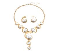 XFSRG Gioielli Donna Set Oro e Argento Nero Stile Boho Western Collana Vintage con Ciondolo Orecchini Abbinati di Lusso Perfetti per Serate Party Look da Effetto