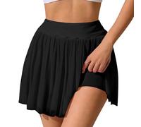 XFSRG Gonna Donna Casual Elastico Vita Svasato Mini Gonna Eleganti A Gonne Tennis Informale Elasticizzata Versatile per Cheerleader Club e Feste(Nero/XL)