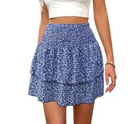 XFSRG Gonna Donna Corta Estivo con Stampa Floreale Boho Vita Alta A-Linea Chic Elastico