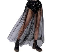 XFSRG Gonna Donna Elegante Trasparente Lunga con Stelle per Feste e Serate Moda Estiva Abbigliamento Femminile