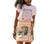 XFSRG Gonna Donna Floreale Vintage Vita Alta Mini Corta Elastico Gonne Elegante Chic Estivi Sottogonna per Party Spiaggia(Fiori/L)