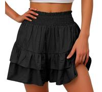 XFSRG Gonna Pantalone Donna Alta Vita Elastica Estivi Larga Sportiva Casual Corta Gonnapantalone per Golf Jogging Corsa(Nero/L)
