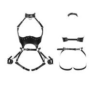 XFSRG Harness Donna Punk Imbracatura in Pelle PU Sexy Abbigliamento Gotico Regolabile con Collare per Cosplay Feste Rave e Halloween(Nero#2)