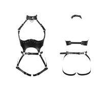 XFSRG Harness in Pelle da Donna Bustier Traforato con Collare e Fasce per Corpo Punk Collare Harness Belt Catena per il in Pelle Catene del Corpo Accessorio Moda Donna