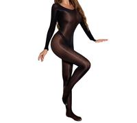 XFSRG Intimo Donna Seducente Bodystocking Sexy e Brillante Aperto e Trasparente Intimo Prospettiva Taglio Aderente per Festa San Valentino Appuntamento Romantico
