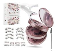 XFSRG Kit Ciglia Extension Ciglia Finte Magnetiche Naturali Ciglia Magnetiche Riutilizzabili con Applicatore Pennello Facile da Mettere e Togliere Senza Colla(Rosa)
