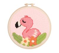 XFSRG Kit Punto Croce Prestampato Ricamo Starter Kit Con Design Floreale E Flamingo Per Principianti (Uccello Rosa)