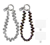 XFSRG Laccio Per Telefono Elegante Cristalli Lucenti Braccialetto Accessori Cellulari Moda Donna (Argento, Nero-Viola)
