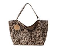 XFSRG Leopardata Borsa Tracolla Donna Grande Borse Tote 41×22×37 cm con Pompon Decorativo e Tasca Interna Leggere Borse per Spiaggia Adatta per uso Quotidiano e Shopping (Marrone)